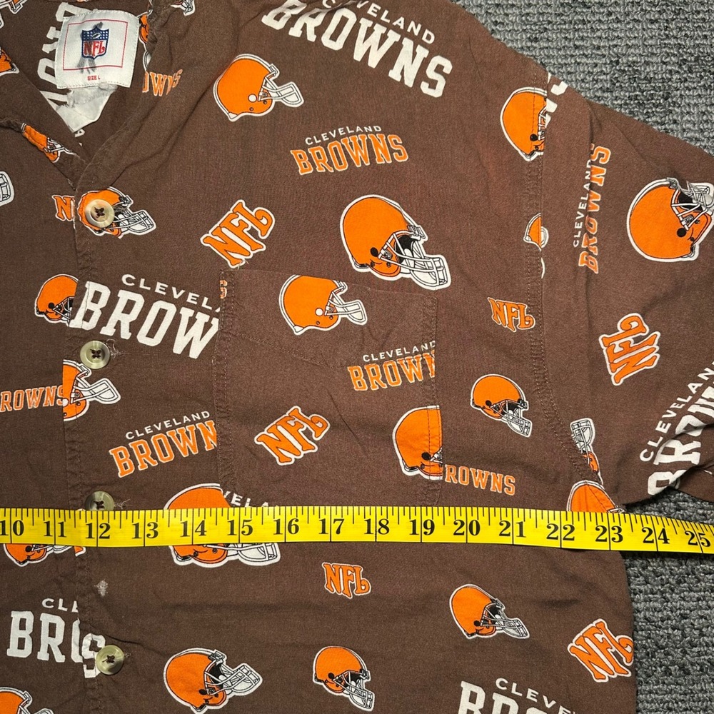 Vintage NFL Cleveland Browns All Over Print Button Down Shirt Mens Large DB70 - Picture 3 of 7
